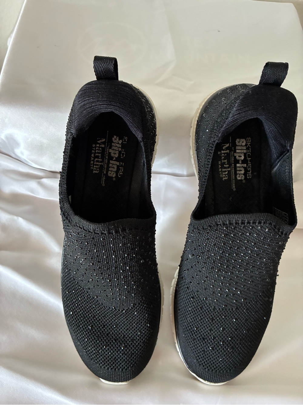 Skechers Black Slip-On Knit Sneakers with Sparkle Studs - Picture 5 of 5